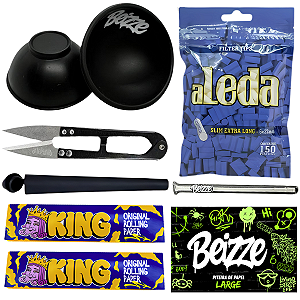 Kit Completo Cuia Bolador Slick Tesoura Tubete Sedas Piteira de Vidro de Papel Dichavador