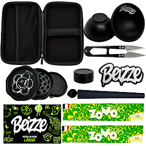 Kit Tabacaria 9 itens Cuia Dichavador Slick Seda Piteira Tubete Tesoura Verde