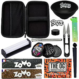 Kit Tabacaria Fumo Case Bag Bolador Cuia Sedas Piteira Vidro