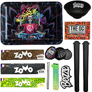 Kit Tabacaria 11 itens Bandeja Grande Tubetes Sedas Piteiras