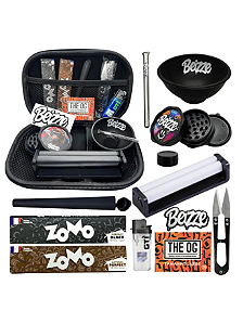 Kit Tabacaria Premium Beizze Completo 12 Itens com Bolador Case GG Piteira de Vidro Sedas