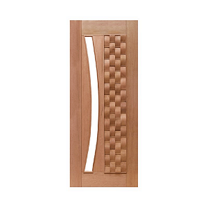 Porta Pivotante Couro para Vidro em Arco