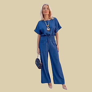 Conjunto All jeans em Malha Chambre