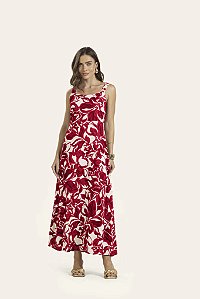 Vestido Longo Floral Vermelho