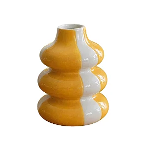Vaso Cerâmica listras - 9cm x 9cm x 12cm