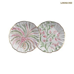 Prato Sobremesa Pink Palm ( 6 unidades)