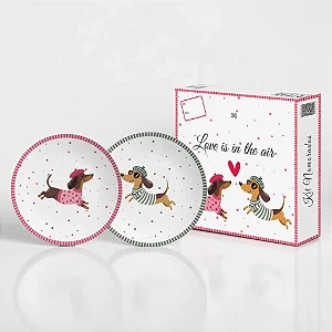 Kit 02 Pratos Sobremesa Love Is In The Air