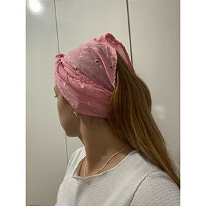 Pano de cabeça Laise umbanda, candomblé - ROSA BEBE