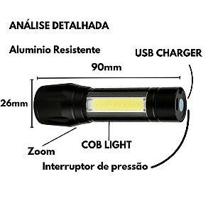 Mini Lanterna led  recarregável 9cm