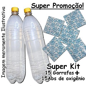 Kit com 15 garrafas pets 2L + 15 Absorvedor de oxigênio Ageless de 300cc potente