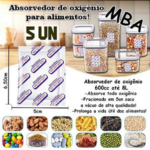 ABSORVEDOR DE OXIGÊNIO 600CC até 8L, kit c/ 5un