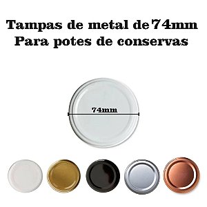 Tampas de metal de conservas 74mm kit com 10un