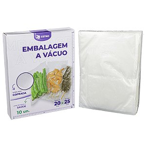 Saco a Vácuo Gofrada Cetro Transparente 20x25cm - 20 Unidades
