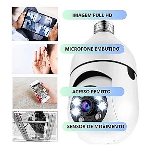 Câmera de Segurança HD 360º Wifi Tipo Lampada