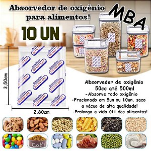 ABSORVEDOR DE OXIGÊNIO 50CC até 500ML, kit c/ 10un fracionado com 5un