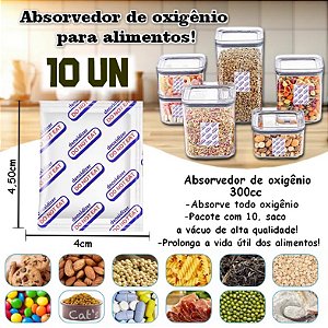 Absorvedor de Oxigênio 300cc kit c/ 10un uso até 4L fracionado com 5un