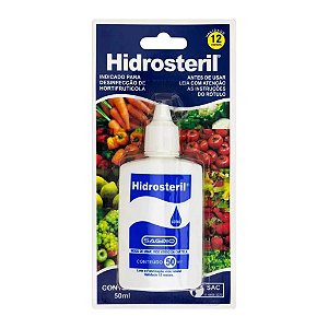 HIDROSTERIL 50 ML PURIFICADOR DE ÁGUA E LEGUMES, E UTENSÍLIOS