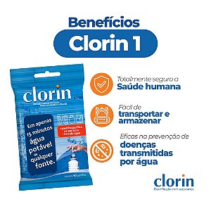 Clorin 1 Purificador de água em Pastilhas c/10 unidade até 10 litros