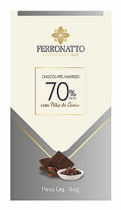 BARRA CHOCOLATE AMARGO 70% C/ NIBS CACAU 80G