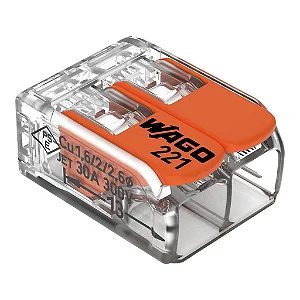 Conector Compacto Emenda 6mm 41A  2 Polos Incolor 221-612 Wago