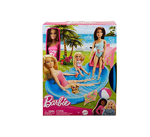 HRJ74 BARBIE PISCINA COM BONECA MAIO ROSA