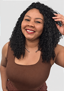 ÍRIS - Wig Cacheada de Bioproteína 60cm | Preta