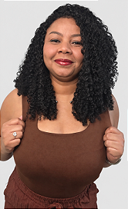 KIT ÍRIS - Wig + Aplique de Bioproteína de 60cm | Preta