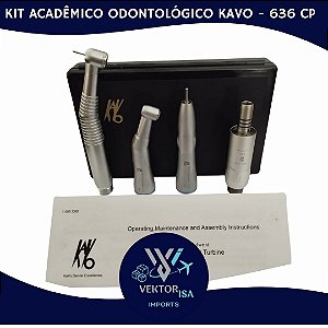 KIT ACADEMICO ODONTOLOGICO KAVO SÉRIE 636 CP COM LED - IRRIGAÇÃO INTERNA E PUSH BUTTON