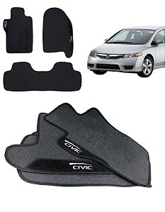 Tapete pra Carro Borracha Honda New Civic 2007/2013 3 Peças