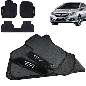 Tapete pra Carro Borracha Honda City 2015 a 2021 3 Peças