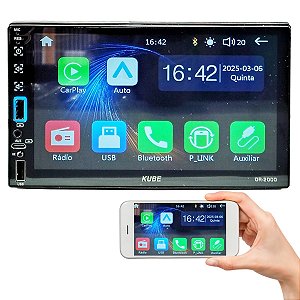 Central Multimídia Mp5 Android Carplay Tela 7 Com Espelhamento E Bluetooth