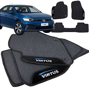 Tapete pra Carro Borracha  Virtus 2017 a 2025 3 Peças