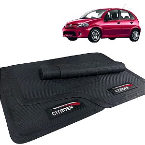 Jogo de Tapete Citroen C3 2003 2004 2005 2006 2007 2008 2009 2010 2011 Borracha Com Logo