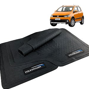 Jogo Tapete Bordado CrossFox 2004 à 2013 Borracha Logo VW