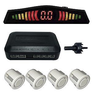 Sensor Estacionamento Ré Display Visor Led Branco 4 pontos