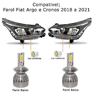 Kit Lâmpada Super Led Argo Farol Baixo H7 20000 Lumens