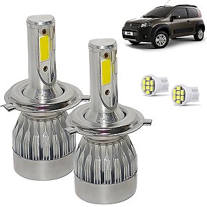 Kit Lâmpada Super Led Uno 2015 a 2021 Farol Alto e Baixo H4 20000 Lumens