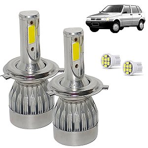 Kit Lâmpada Super Led Uno 1991 a 2003 Farol Alto e Baixo H4 20000 Lumens