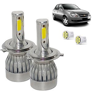 Kit Super Led Corsa Classic 2010 2011 2012 2013 2014 Farol Alto e Baixo H4 20000 Lumens