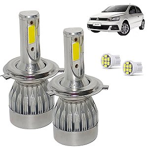 Kit Super Led Gol G7 2017 a 2021 Farol Foco Simples Alto e Baixo H4 20000 Lumens