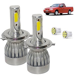 Kit Super Led Saveiro G2 1998 a 2000 Farol Alto e Baixo H4 20000 Lumens