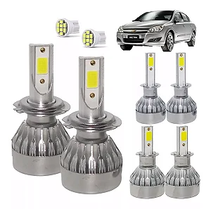 Kit Super Led Vectra 2009 a 2011 Farol Baixo H7 + Alto H1 + Milha H3 20000 Lumens