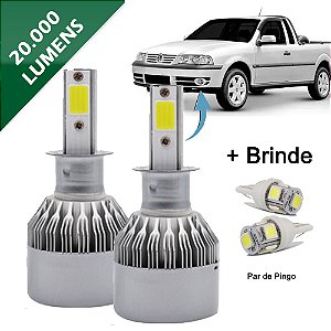 Kit Super Led Saveiro G3 2000 a 2005 Farol Milha H3 20000 Lumens