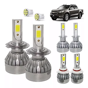 Kit Super Led S10 2012 2013 2014 Farol Baixo H7 + Alto H1 + Milha HB4 20000 Lumens