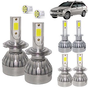 Kit Super Led Palio Weekend 2005 a 2007 Farol Baixo H7 + Alto H7 + Milha H1 20000 Lumens