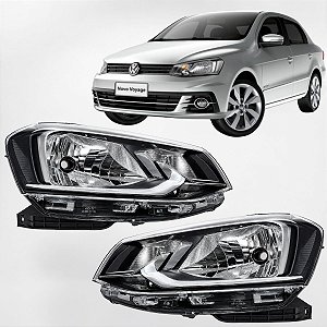 Par Farol Voyage G7 2016 2017 2018 Friso Cromado Foco Simples Mascara Negra
