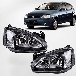 Par Farol Corsa Montana 2003 2004 2005 2006 2007 Foco Duplo Lente Raiada Mascara Negra