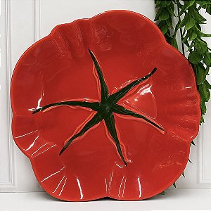 Prato Raso de Cerâmica com Design de Tomate - 27cm