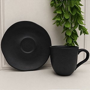 Xícaras de Café com Pires Orgânico Preto 120ml