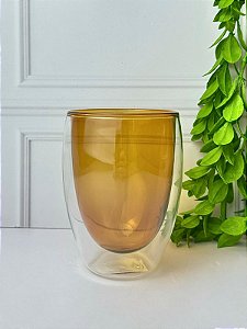 Copo Vidro Duplo Ambar